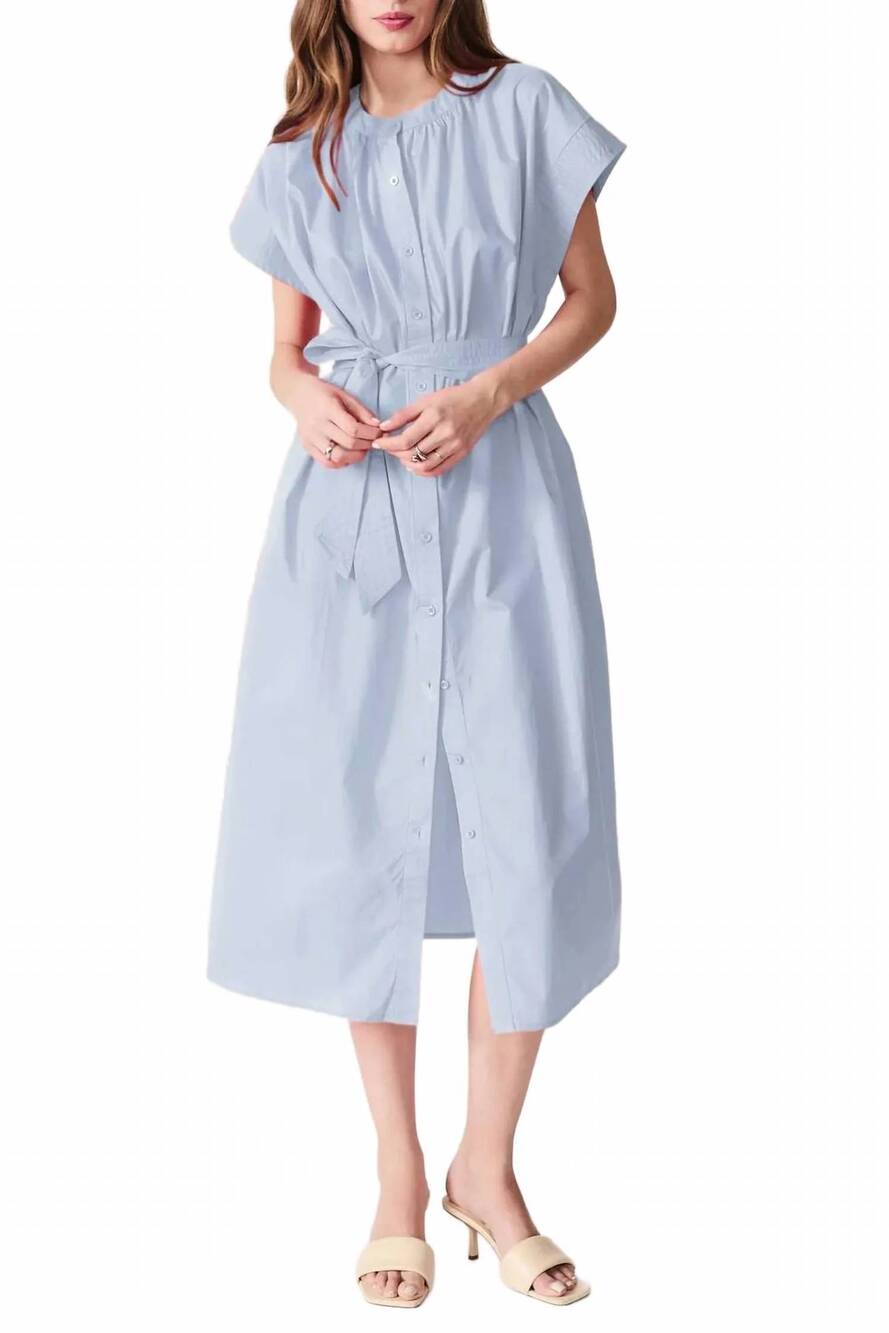 NEW DELUC women's cancela midi dress in light blue